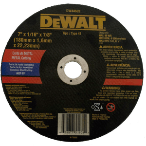 Disco de corte para metal 7" x 1/16" x 7/8